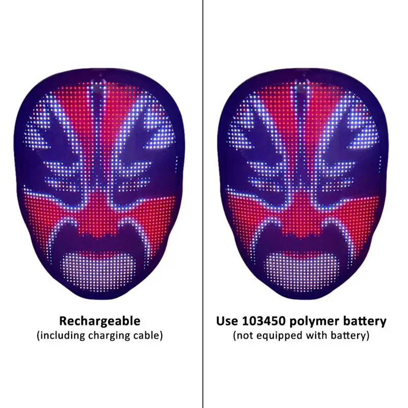 Светодиодный Карнавальная маска изменение Bluetooth RGB светодиодный загорается