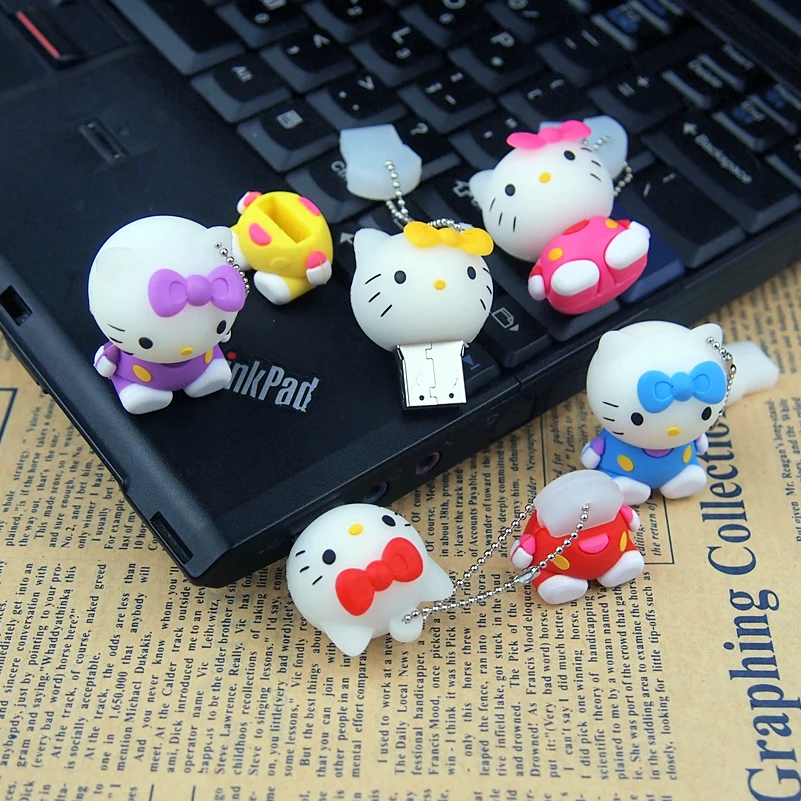 Милый мультяшный usb накопитель hello kitty флешка 64 ГБ 32 usb2.0 флешдрайв 128 МБ флеш карта