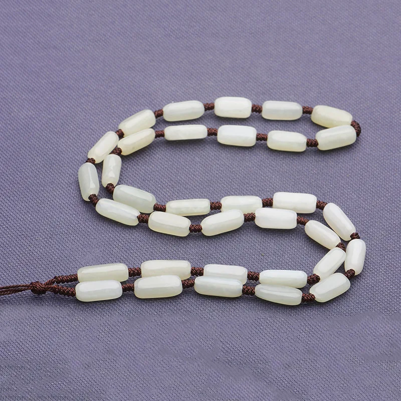 

Natural hetian jade Irregular beads lanyard necklace simple retro temperament jewellery fashion for women men lucky