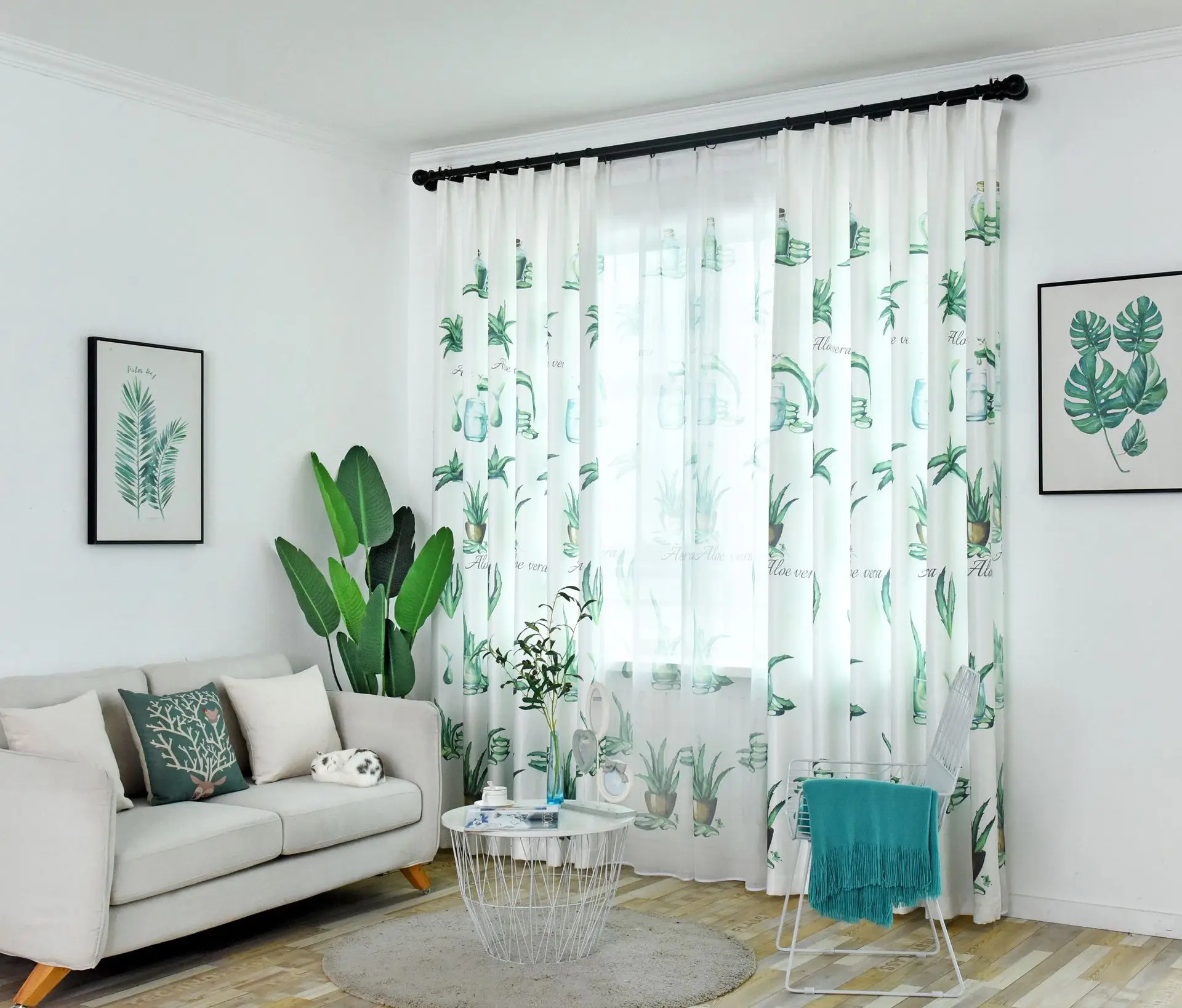 Простое современное Северное растение занавески тени хлопок лен гостиная