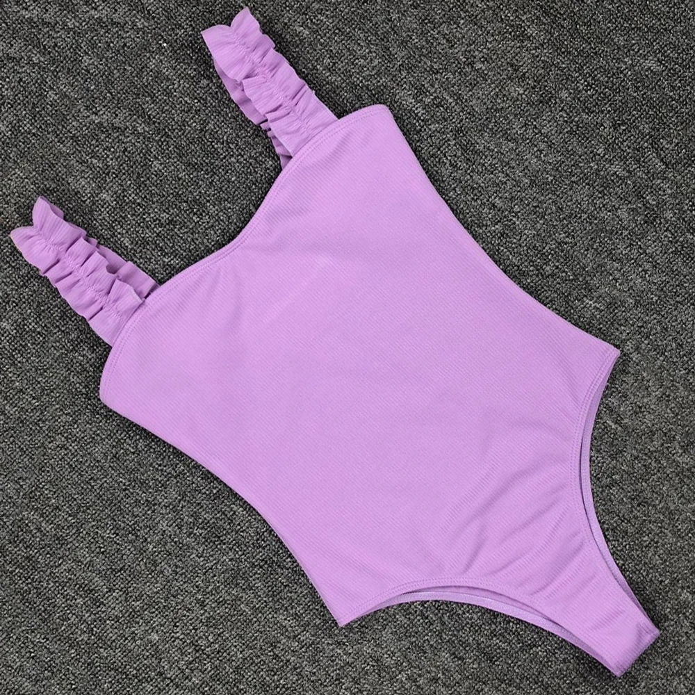 Белый цельный купальник женский с оборками сексуальный купальный костюм пуш ап