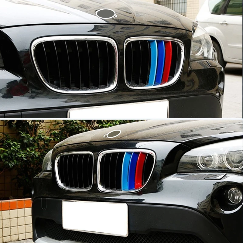 Декоративная накладка на переднюю решетку BMW X1 E84 2009-2015, наклейка на накладку рамки гриля, 3 цвета, 3D M Styling, 7 решёток.