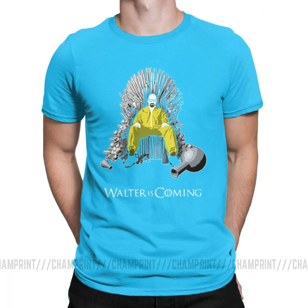 Walter Is Coming Breaking Bad X Game Of Thrones мужские Футболки Уличная хлопковая футболка с короткими рукавами классическая одежда - Цвет: Королевский синий