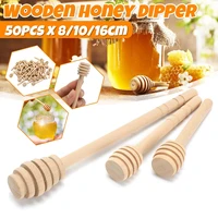 hot sale 50 pack of mini wooden honey dipper sticks server for honey jar dispense drizzle honey spoon dip drizzler 81016cm