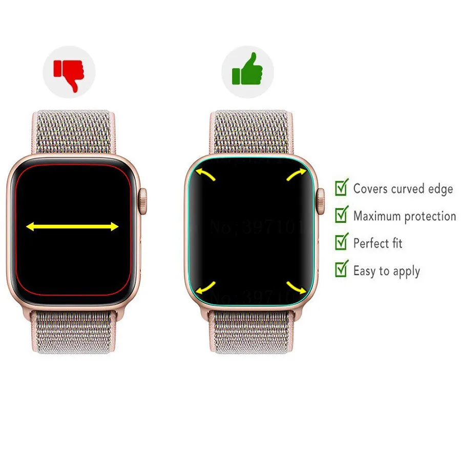 Для Apple Watch 2018 Защитная пленка для экрана серии 4 5 44 мм 40 полное покрытие TPU мягкая