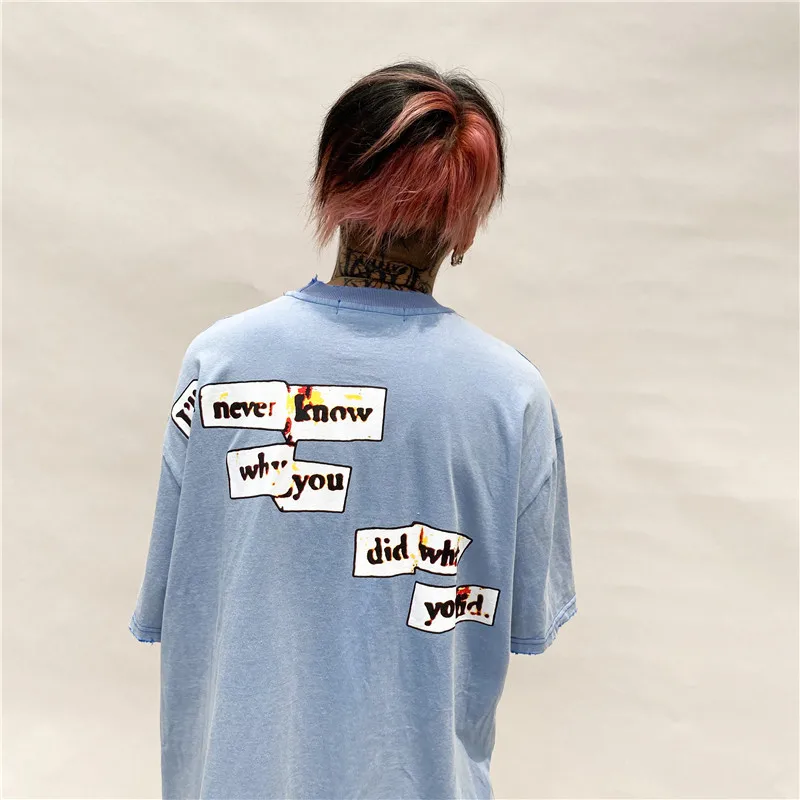 

Men's short-sleeved T-shirt oversized summer streetwear, twisted portrait print retro hip-hop style short-sleeved T-shirt, 2021