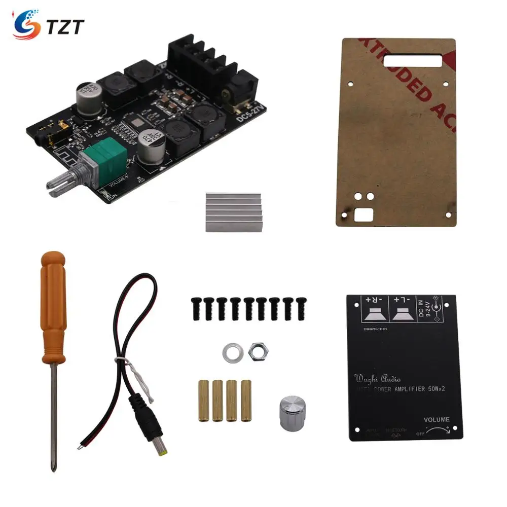 

TZT HIFI Wireless Bluetooth 5.0 TPA3116 Digital Power Audio Amplifier board TPA3116D2 50WX2 Stereo AMP Amplificador Home Theater