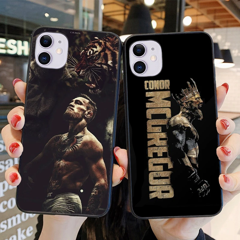 

Soft black silicone phone case for iPhone 12 11 Pro X XR XS Max 7 8 6 6s Plus SE2020 Conor Mcgregor Boxing King Cover
