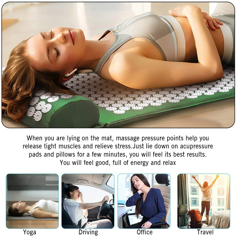 

7 IN 1 Yoga Mat Acupuncture Fitness Set with Massage Pillow Exercise Fascia Ball Latex Tension Ring Hardness Spike Ball Kit