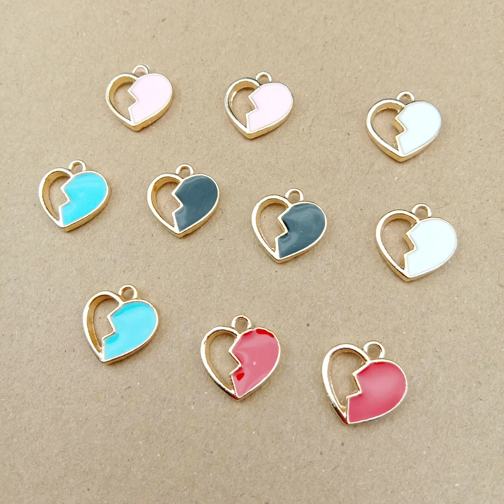 

10pcs 13x15mm enamel heart charms for jewelry making earring pendant bracelet and necklace charm