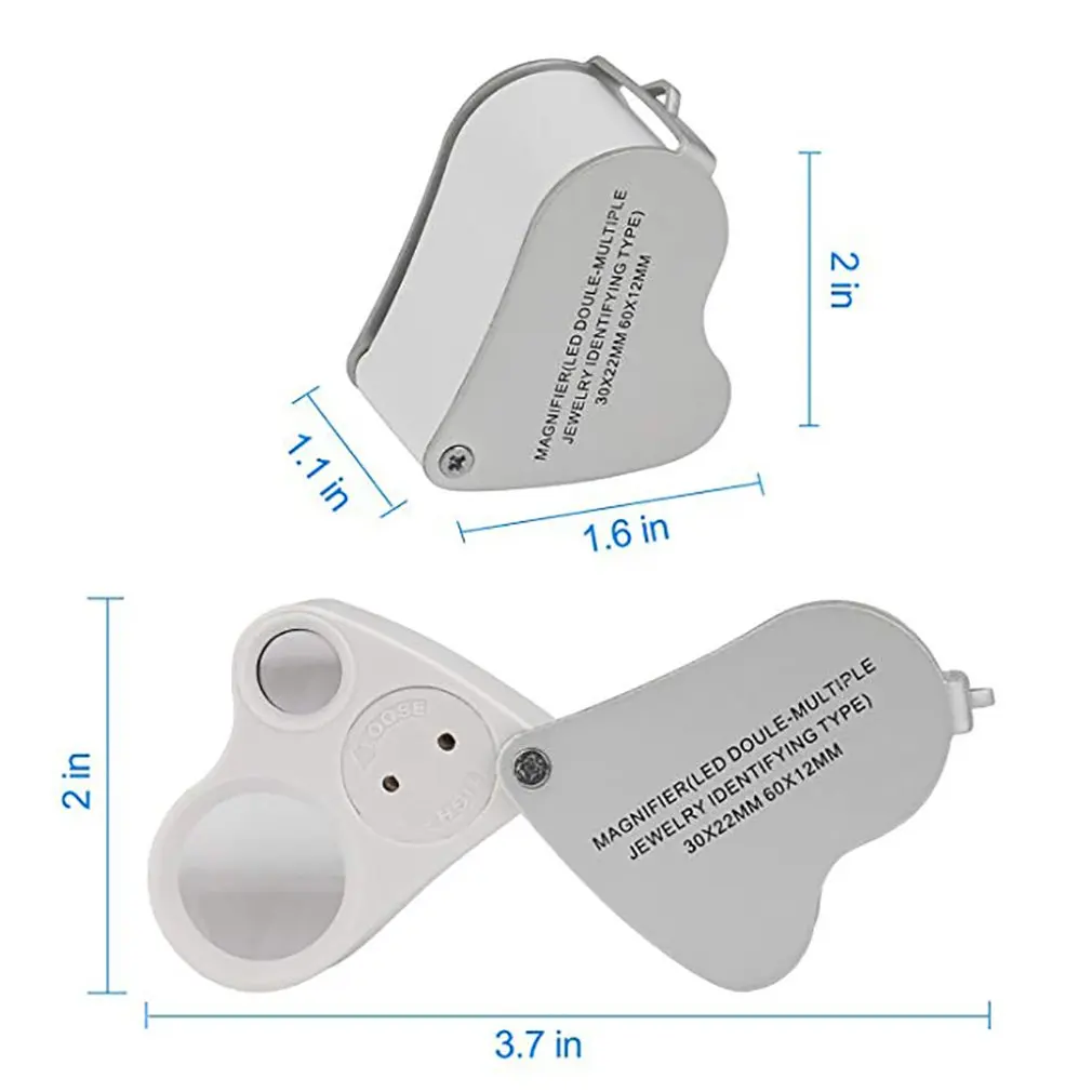 

30 Times 60 Times Led With Lights Twin Jewelry 9889 Pocket Magnifying Glass High Times Antique Jade Identification