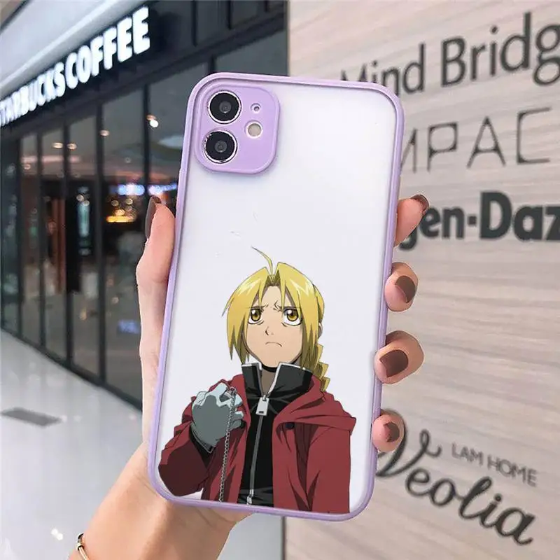 

Fullmetal Alchemist Brotherhood Phone Case For iPhone 12 11 Mini Pro XR XS Max 7 8 Plus X Matte transparent Purple Back Cover