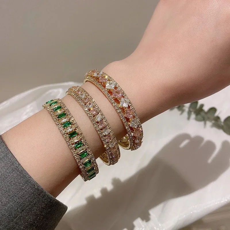 

Bracelet Zircon Open Fashion Female New Ins Temperament Simple Bracelet Girl Exaggerated Jewelry Birthday Party Wedding Gift