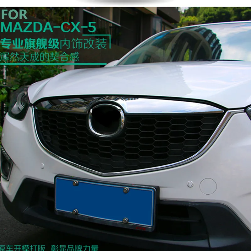 Подходит для 2012-16 CX-5 CX5 Хром Передняя решетка решетки сетки крышки TRIM INSERT радиатор