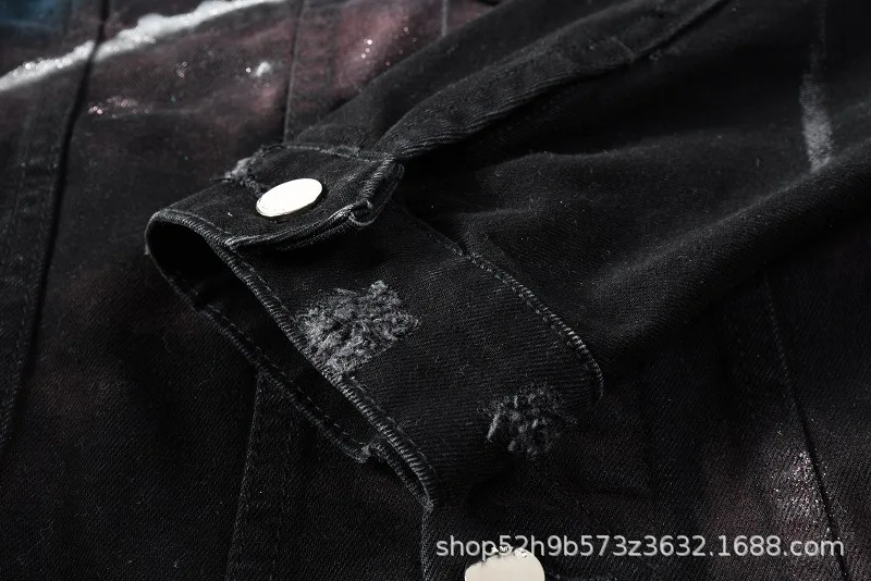 

AMIRI jacket high street style new amiri coating gradient color hungry wolf painted denim jacket male youth trend slim jacket