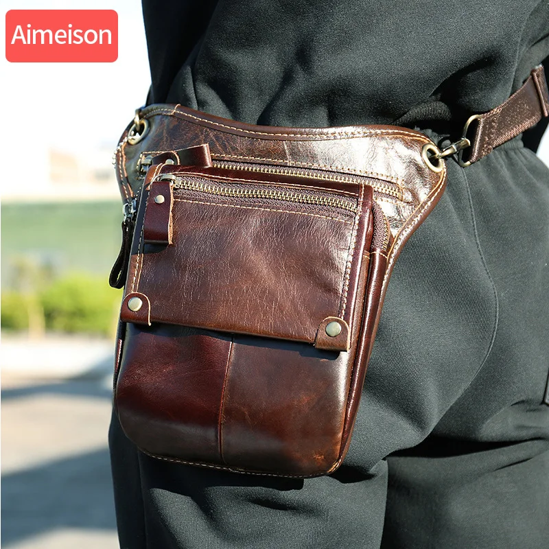 Поясная Сумка Aimeison из натуральной кожи для мужчин забавная мотоциклетная