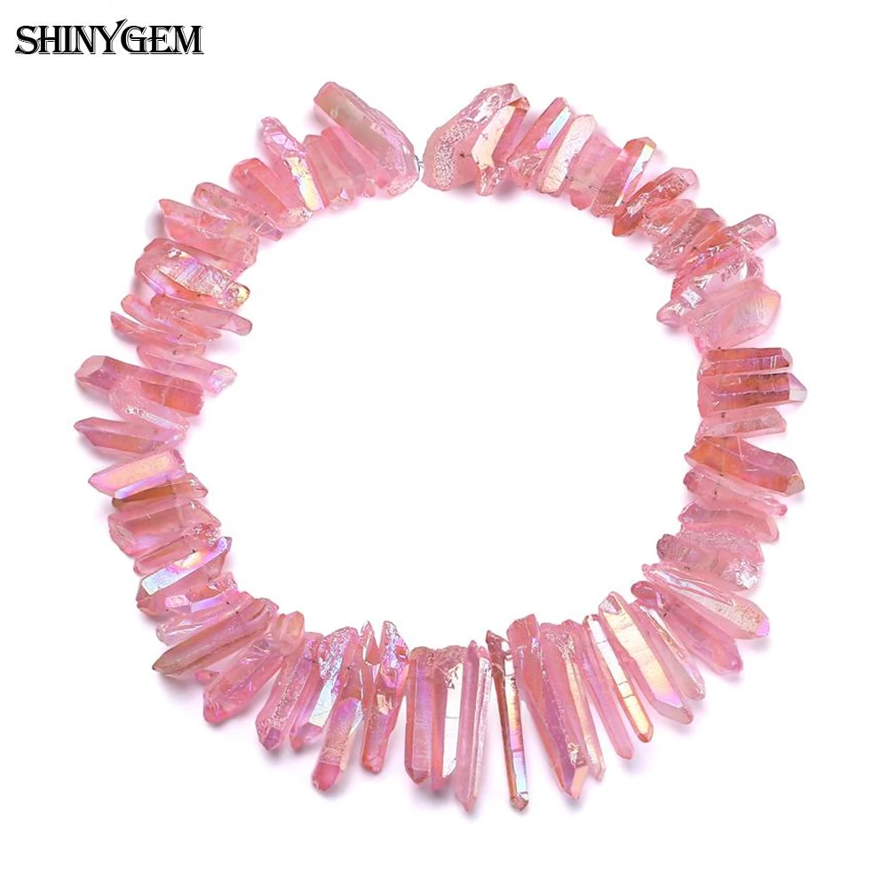 SHINYGEM AB натуральный розовый хрустальный столб бусины нерегулярные точки оптом