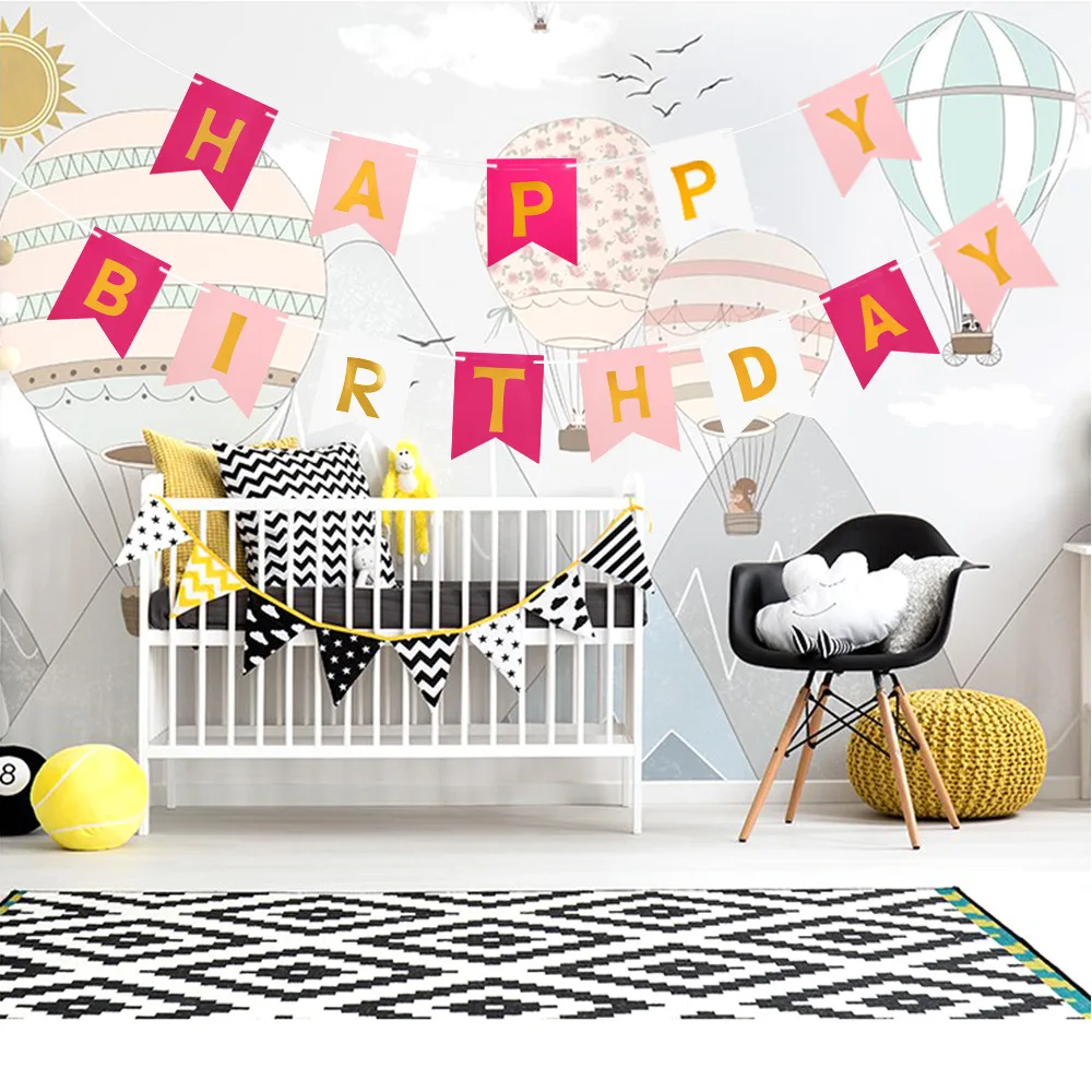 13 шт комбинации День Рождения Бумажный баннер флаги детский душ украшения фото
