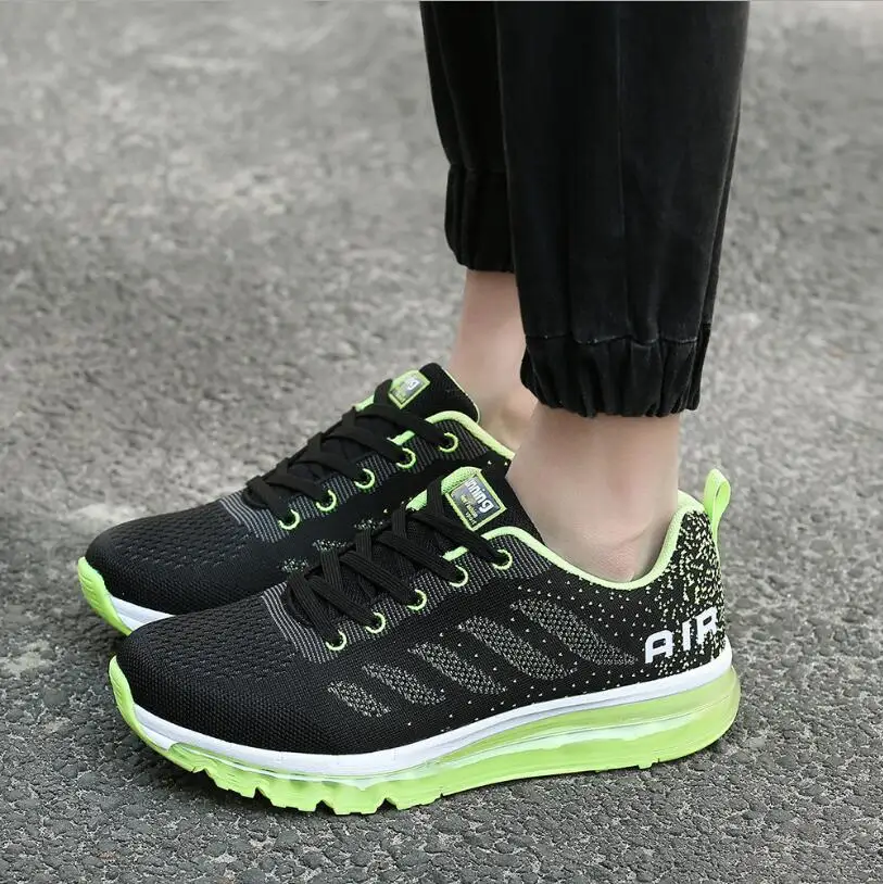 

New listing hot sale Spring and Autumn men and women Fly line Breathable running shoes Full air cushion sports shoes 34-46 A33