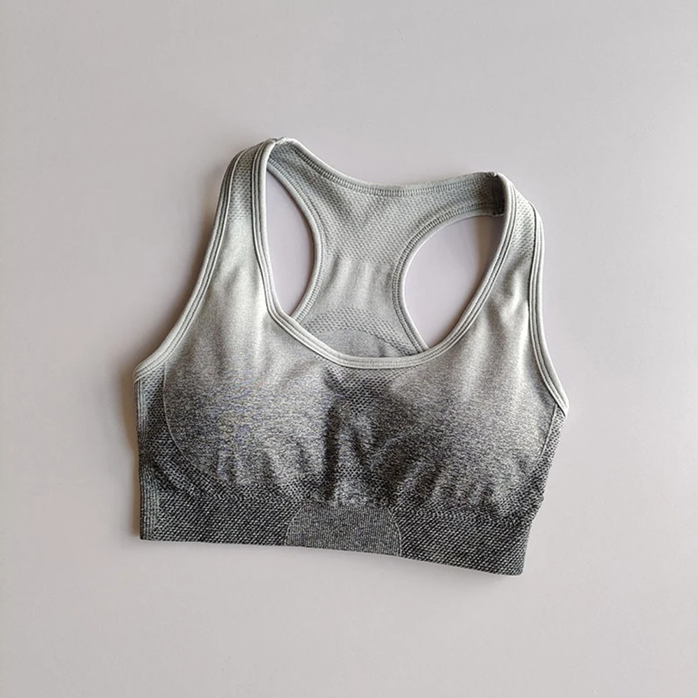 

Fitness Yoga Running Sports Bra Women Tops Sportswear Underwear Shockproof Vest-style Bra Push Up Workout Bra Pink Blue Gray