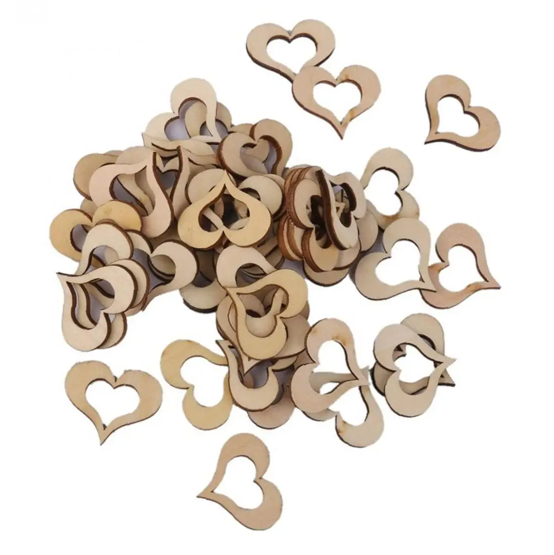 50 шт деревянные любовные нашивки в виде сердца пустые полые украшения для