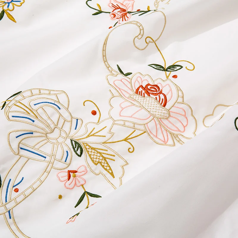 

SPLENDID LADY High Quality Fashion Summer New Women'S Long Sleeve Elegant Gorgeous Flower Embroidery Party Casual Long Dress