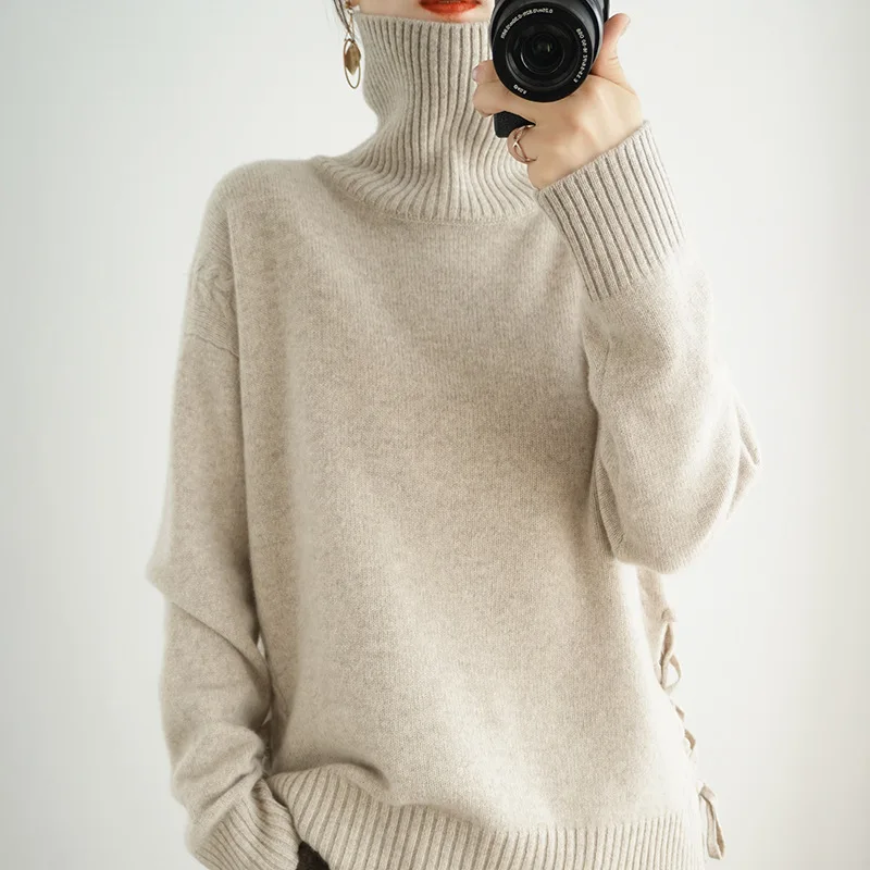 

Winter New Turtleneck Women's Pullover Loose Cashmere Long Sleeve Short Joker Bottoming Plus Size Oversized Sweater