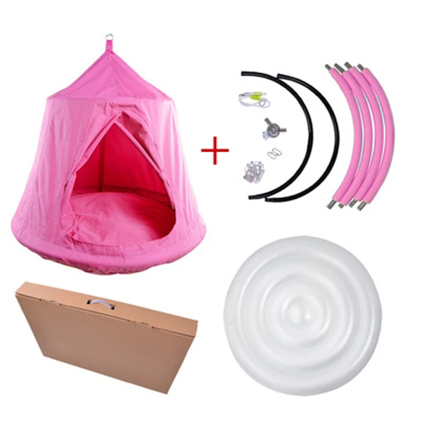 Child Indoor Outdoor Swing Pendent Sofa Tent Nest Tree House Hammock Chair Twinkling Light Inflatable Cushion Boys Girls Gifts - Цвет: pink
