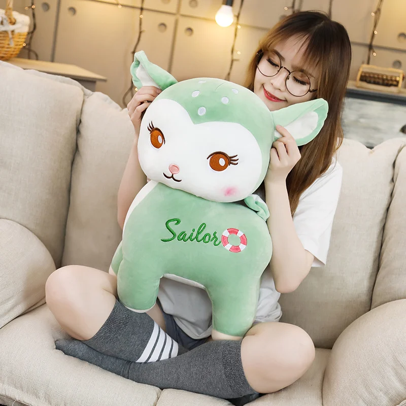 

25-55cm Cartoon Dream Deer Plush Toys Pink/Green/Blue Stuffed Soft Sika Doll Children Present kid Gift
