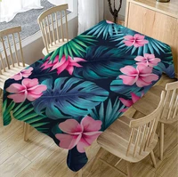 tropical plants floral tablecloth green leaves table cloth thicken linen home rectangular nordic flower party dining table cover