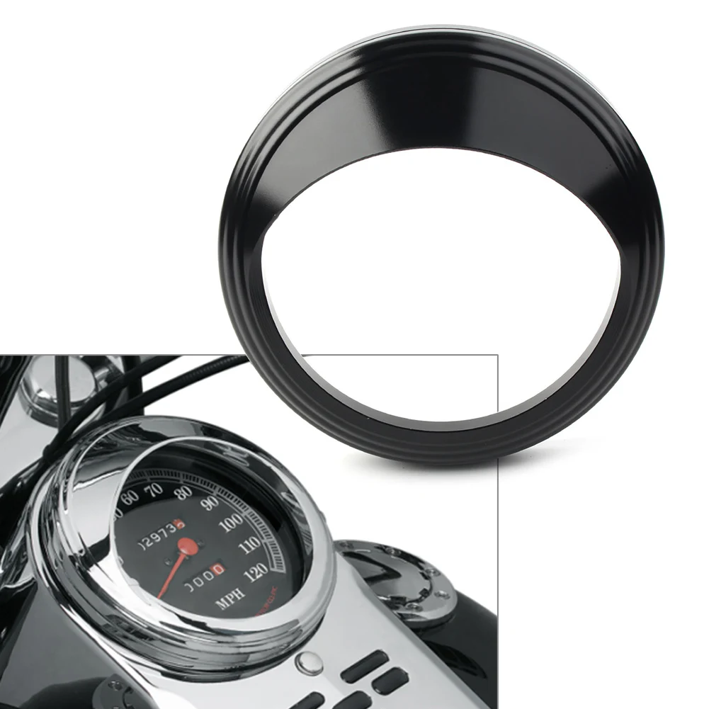 

5" Motorbike Speedometer Gauge Bezel Covers Trim Ring Visor Black For Harley Road Glide Custom Touring Softail Dyna