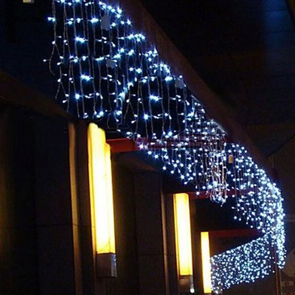 

10m 100LEDs Icicle String Lights Waterfall Curtain Lamp Decoration for Wedding Party Garden Home with Plug (Warm White)
