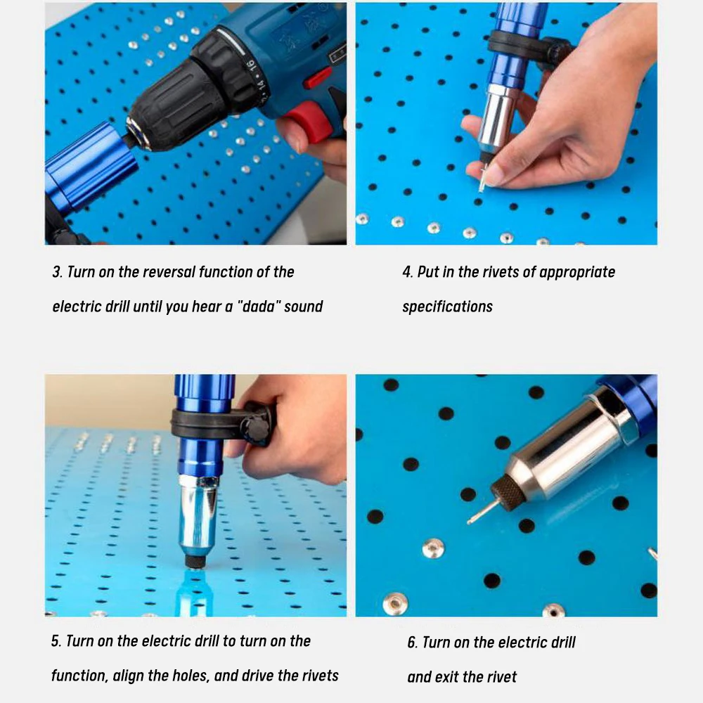 

Electric Rivet Gun 2.4mm-4.8mm Rivet Nut Gun Drill Adapter Aluminum Alloy Cordless Riveting Tool Insert Nut Pull Rivet Tool