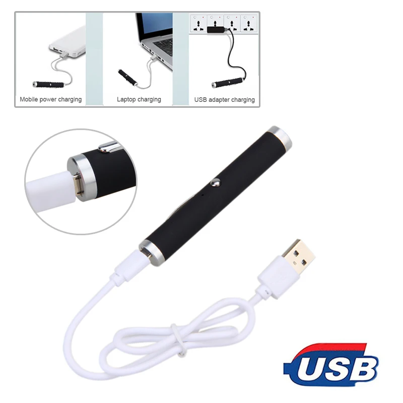 Зеленый 532 нм/красный 650nm лазерный указатель USB Перезаряжаемые Охота Зеленая