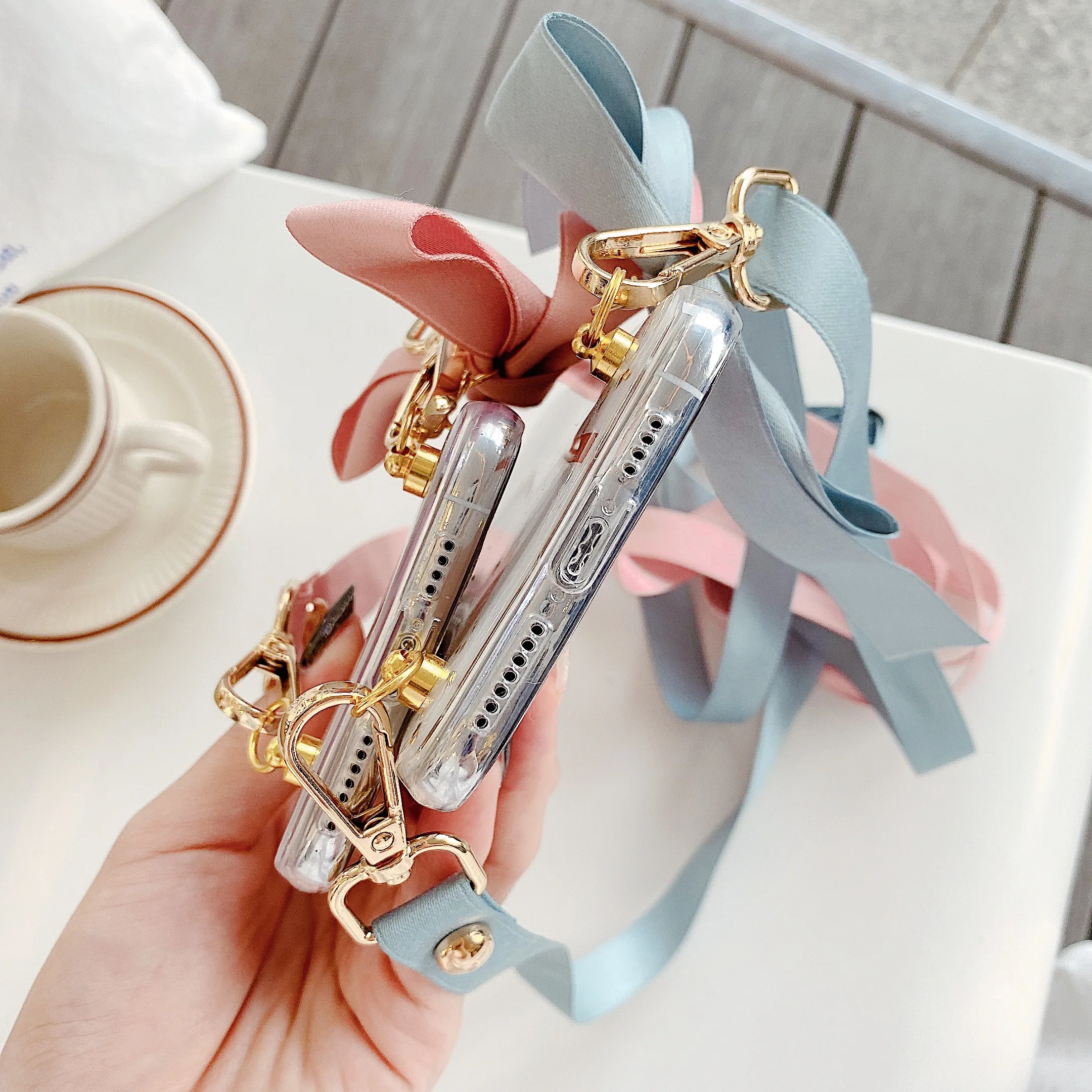 

Fashion Cute Bowknot Necklace Lanyard Cases For iPhone 11 12 Pro Max 12 Mini Rope Case Soft TPU Bag For APPLE XS Max XR X