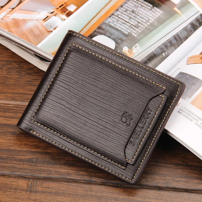 

baellerry Men Casual Money Bags Male Short Wallets Soft Leather Purse for Boys Mini Card Holder Coin Pocket carteira masculina