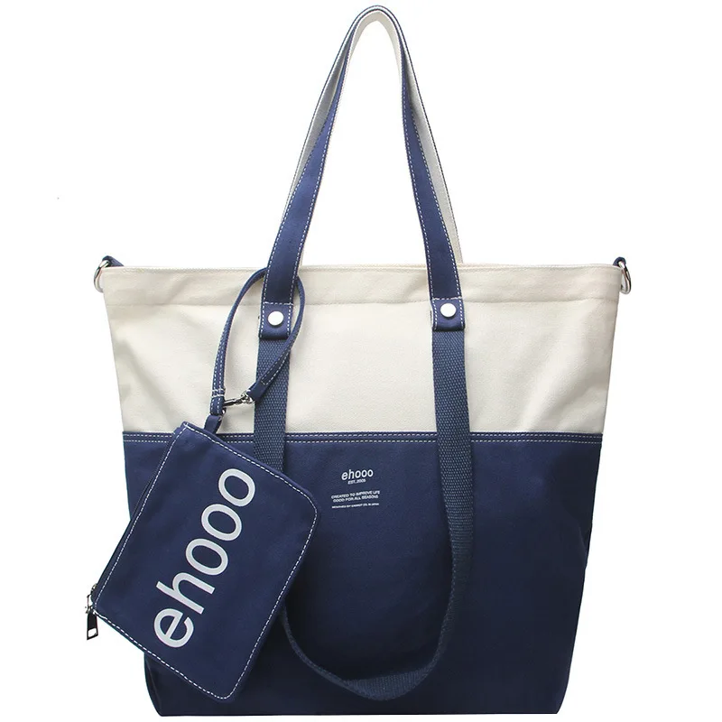 

Free shipping 2020 new canvas bag female crossbody bag simple fashion color matching handbag large capacity handbag