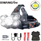 Налобный фонарь, перезаряжаемый светодиодный фонарь, 4 режима, светодиодный водонепроницаемый Рабочий фонарь, яркий фонарик, для кемпинга, походов, рыбалки