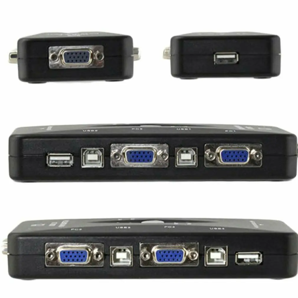 

200MHz Video Monitor 4-Port USB 2.0 KVM Switch Mouse/Keyboard/VGA 1920x1440