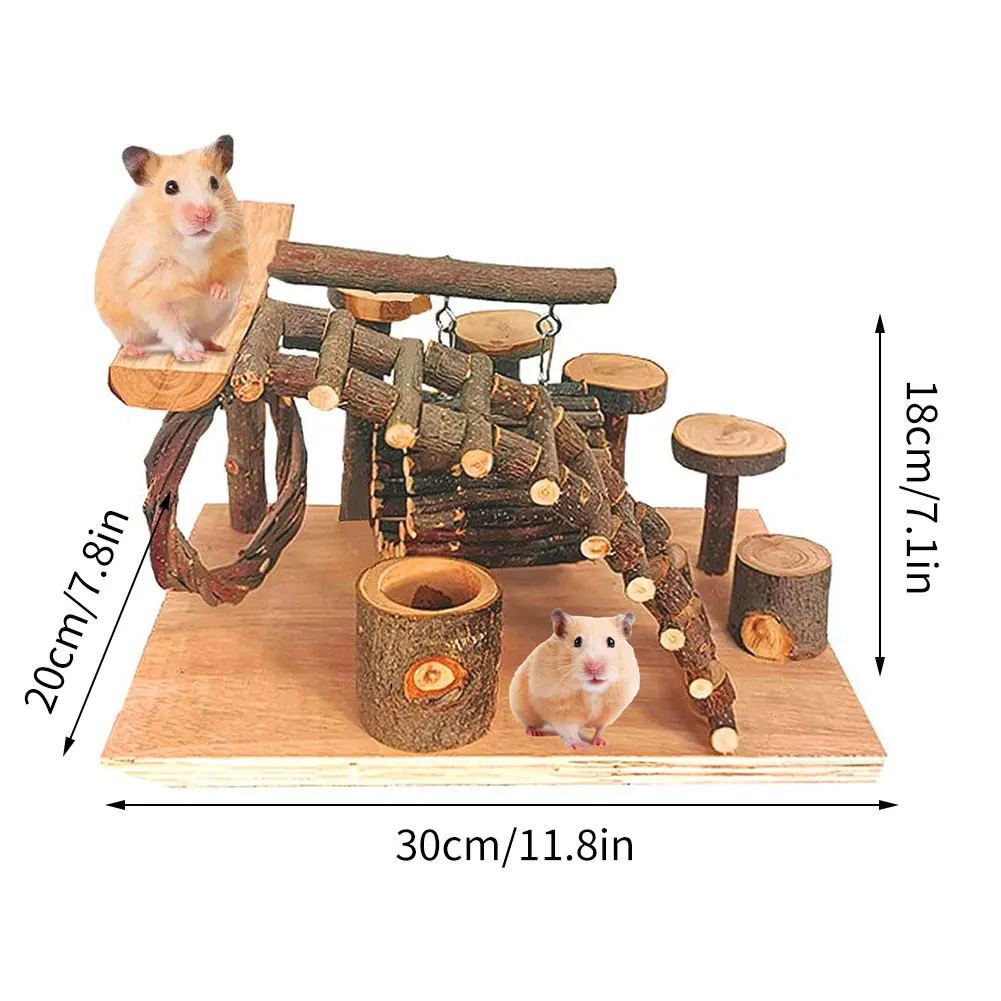 

Hamster Playground Wooden Climbing Ladder Apple Wood Sticks Chew Activity Toy Set For Small Animal Mouse Gerbil Rat Chinchilla