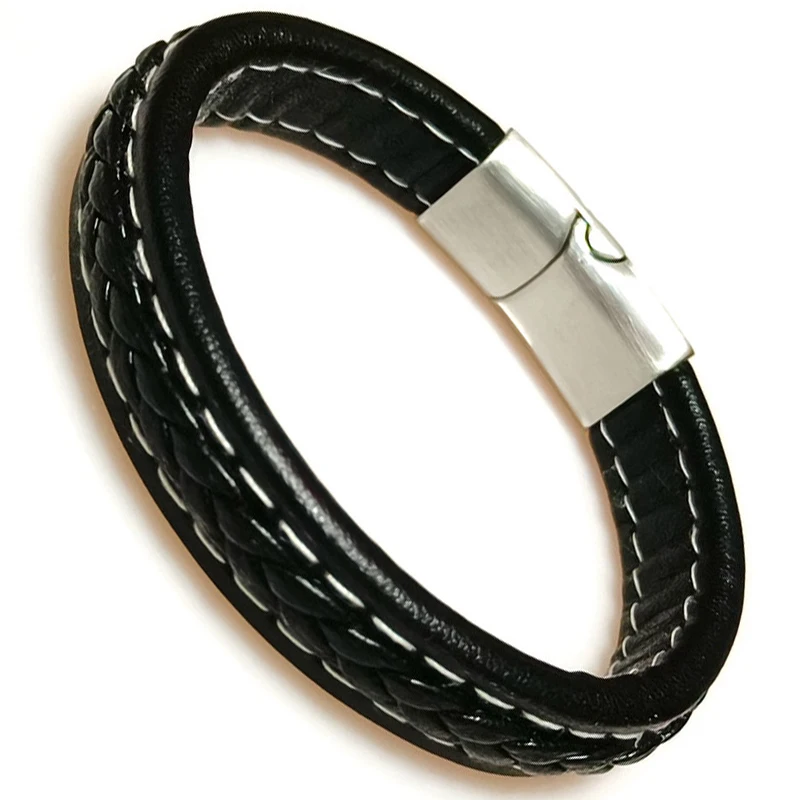 Оптовая цена классический кожаный браслет для мужчин ручная работа