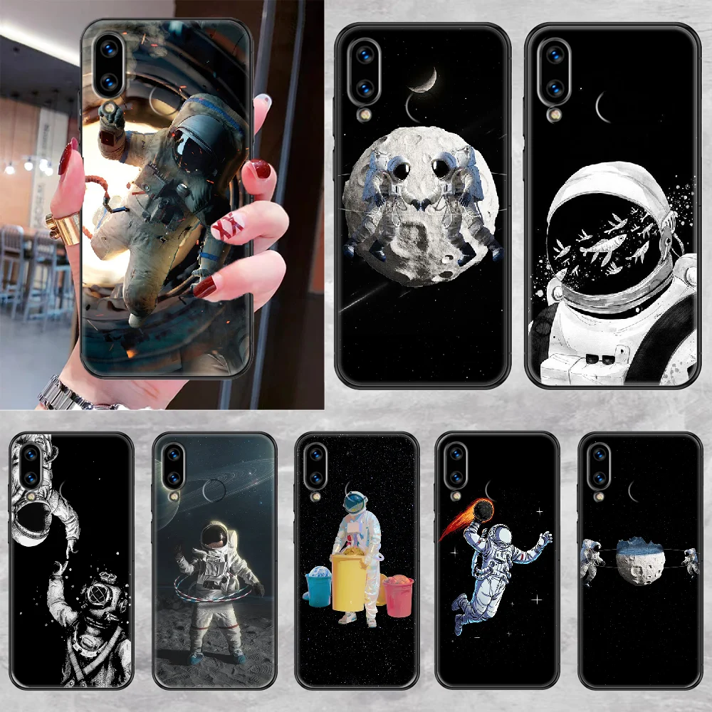 Мультфильм астронавт Чехол для мобильного телефона Huawei Honor 6 7 8 9 10 10i 20 A C X Lite рro
