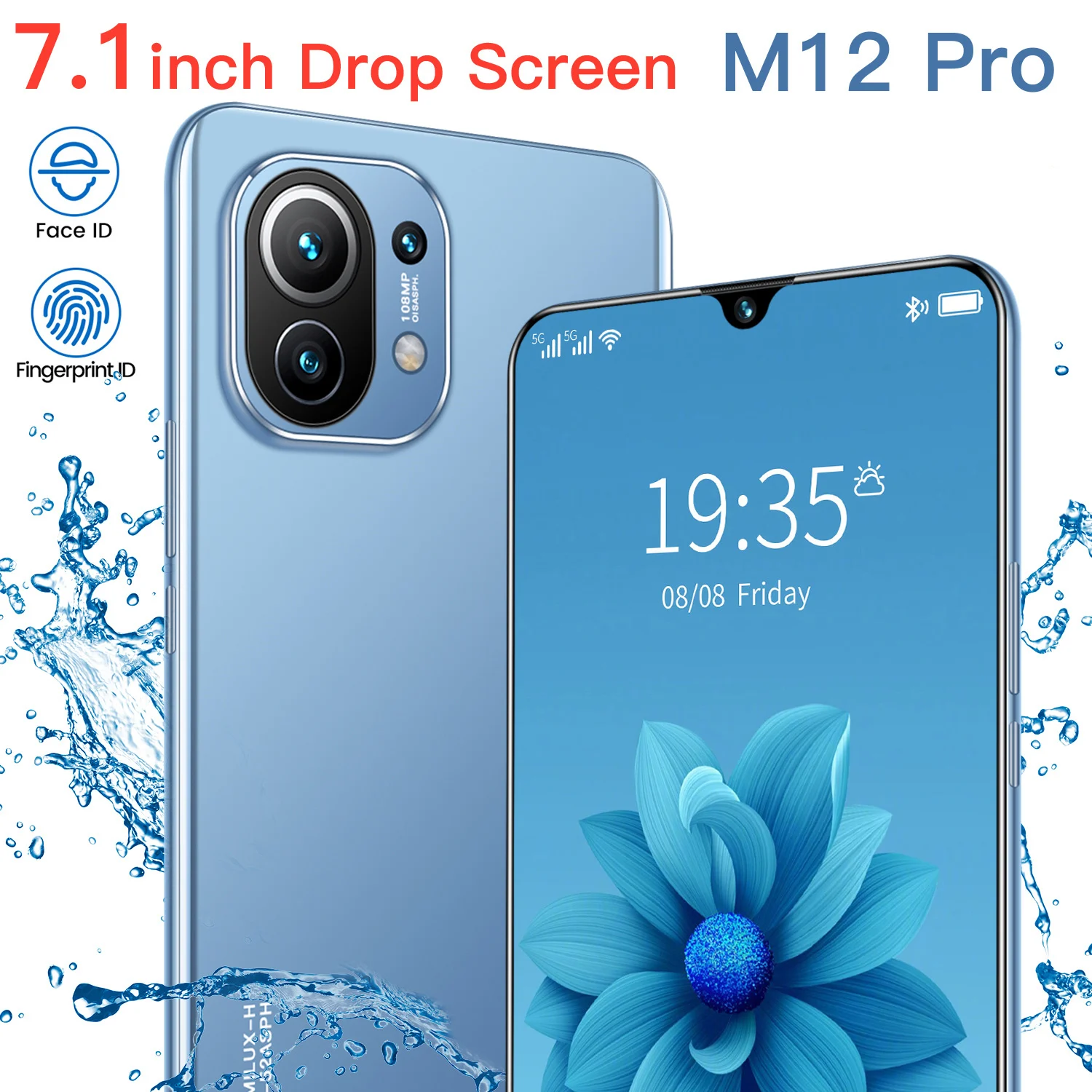 

Hot Sale M12 Pro 7.1Inch Global 5G Smart Cell Phone 24MP+48MP MTK6595 10Core 6800MAH 16+512GB Face Unlock Dual SIM Android 10.0
