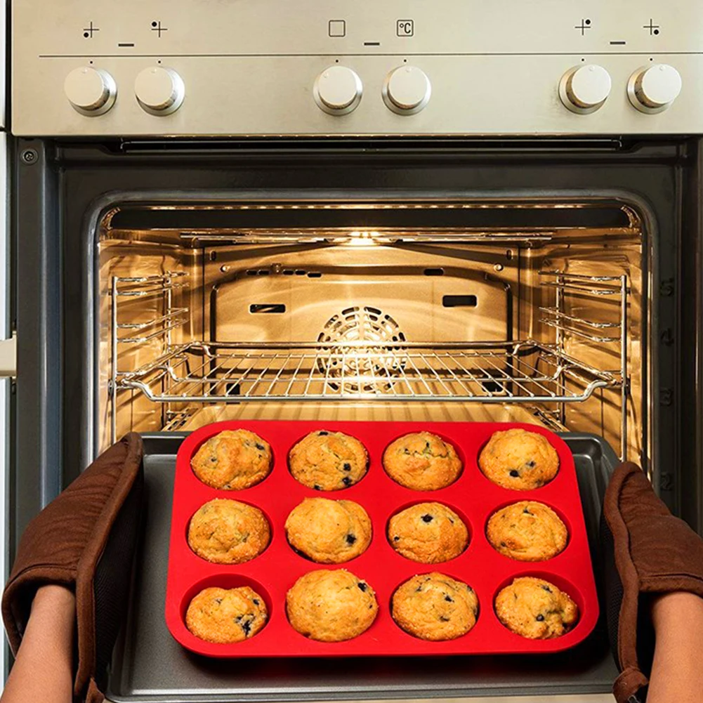 

12 Holes Cake Maker Mould Silionce Muffin Pudding Chocolate Jelly Mould Cupcake Baking Tray Cake Baking Mould Kitchen DIY Tool