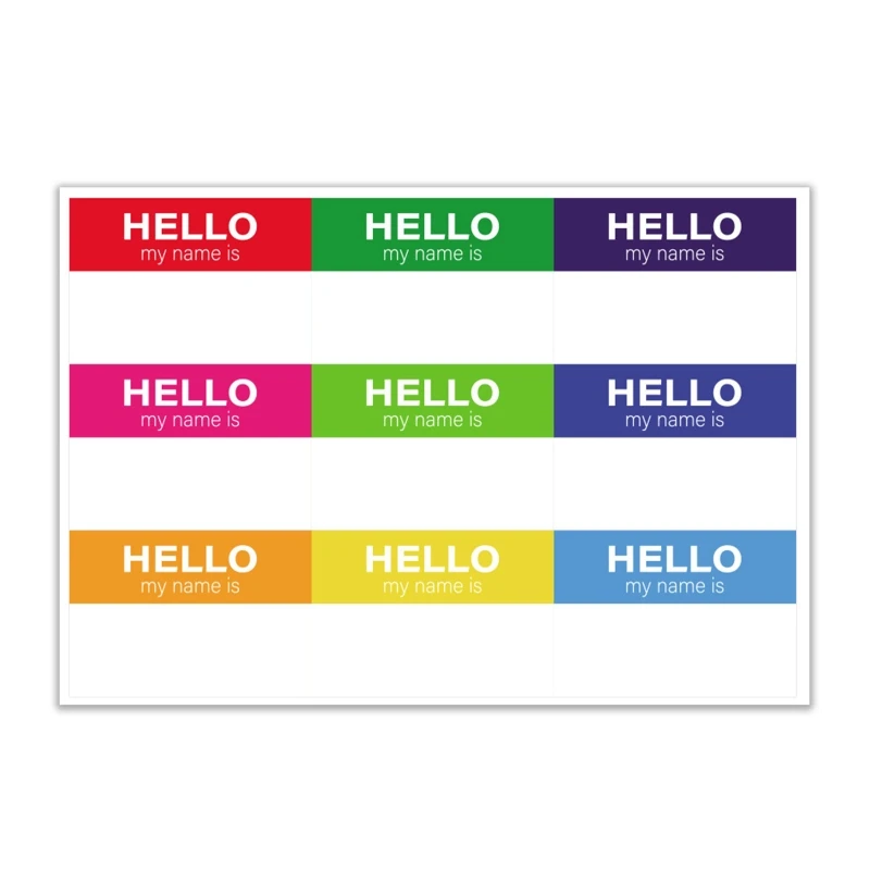 77JC Practical Hello My Name is Labels Stickers Tags for Nursing Care Toys Cup 90 Kit | Stationery Sticker