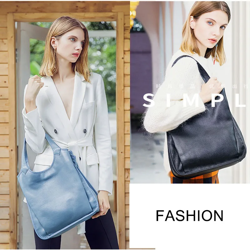 Сумка-мешок женская из натуральной кожи модный саквояж на плечо повседневная