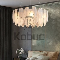 kobuc nordic feather shape glass chandeliers luxury gold chandelier round living room dining room decoration indoor lighting