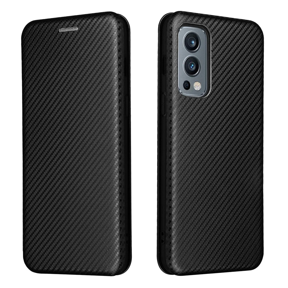 Модный противоударный чехол-кошелек из углеродного волокна с магнитной