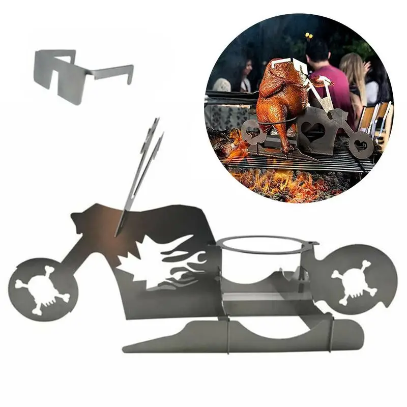 Портативная подставка для курицы пивной Американский Мотоцикл барбекю стальная