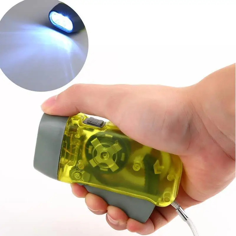 

3 LED Dynamo Wind Up Flashlight Torch Light Hand Press Multicolor Useful